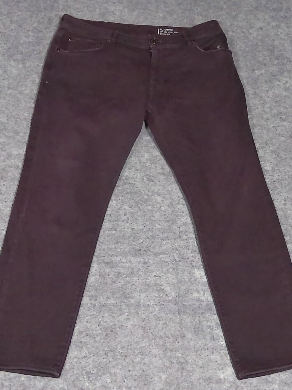 PT Torino Jazz Jeans Men 34X28 Burgundy Slim Fit Quiet Luxury Stretch Fit Denim